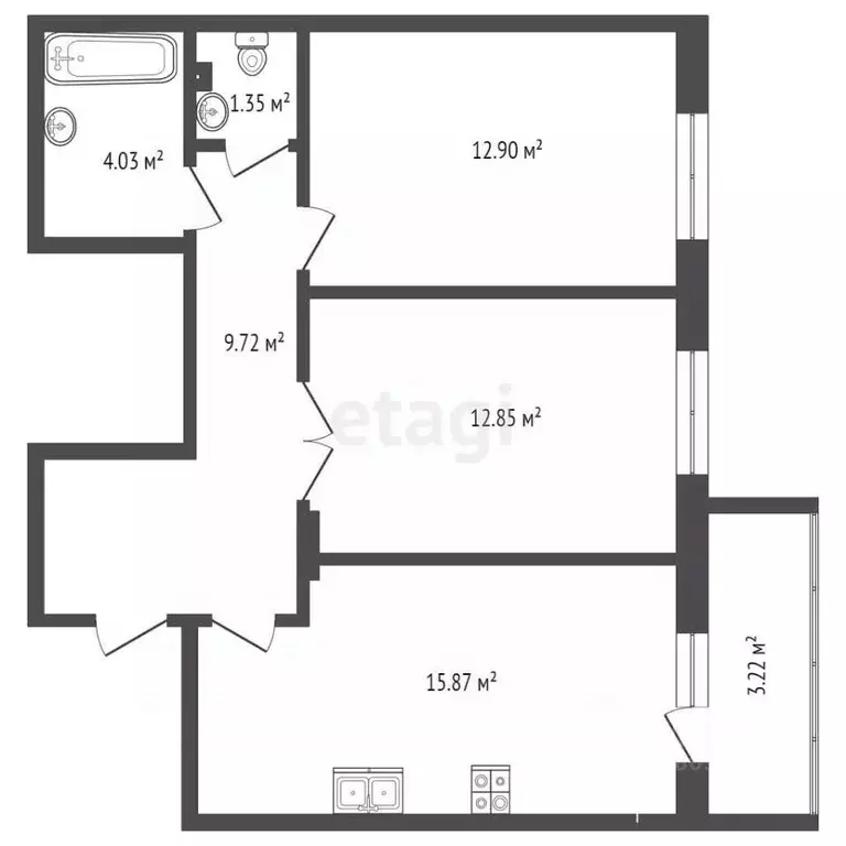 3-к кв. Ростовская область, Батайск Комсомольская ул., 135к1 (60.0 м) - Фото 1