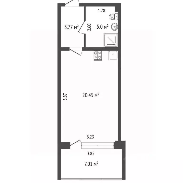 Студия Севастополь ул. Парковая, 7 (34.7 м) - Фото 2