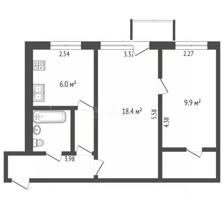 2-к кв. Вологодская область, Вологда Ленинградская ул., 44 (44.0 м) - Фото 0