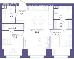 2-комнатная квартира: Москва, ЮВАО, район Лефортово, ЖК Символ, ... - Фото 0