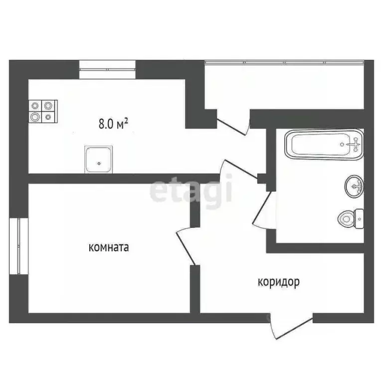 1-к кв. Тюменская область, Тобольск 15-й мкр, 16 (25.5 м) - Фото 2