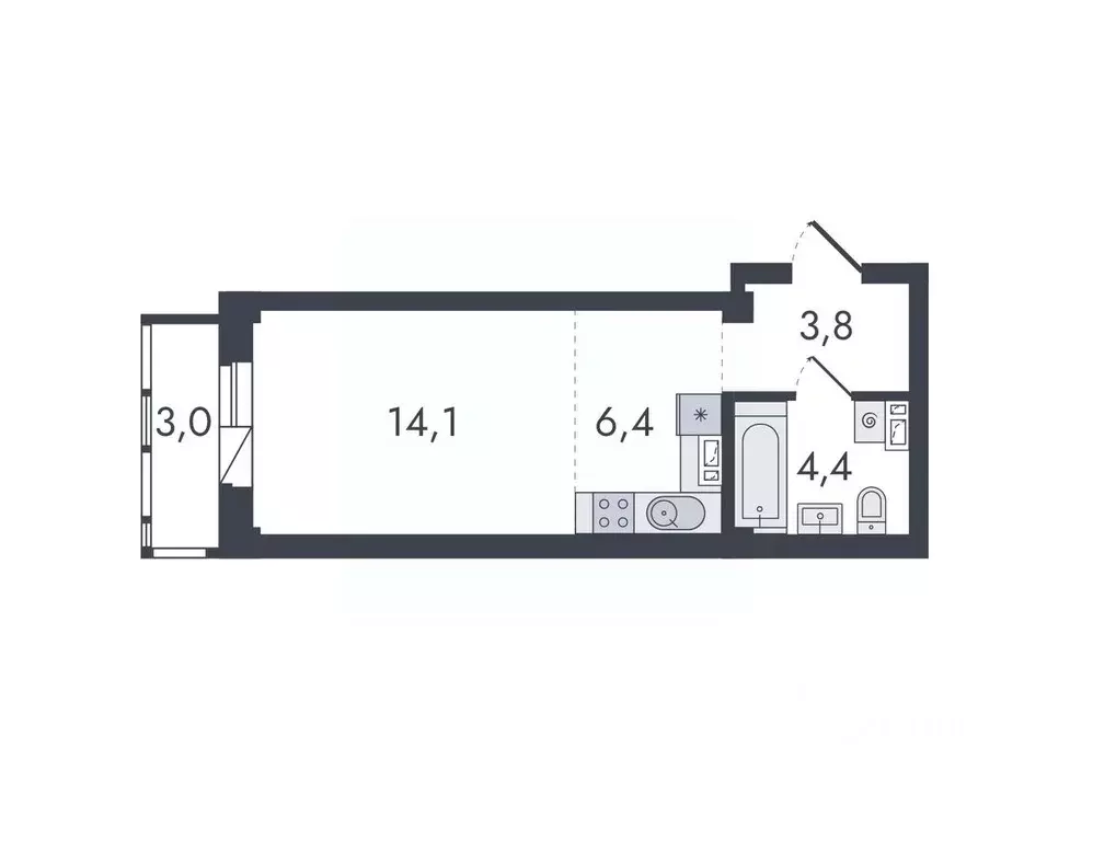 Студия Кировская область, Киров ул. Чистопрудненская, 13 (31.7 м) - Фото 0