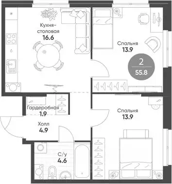 2-к кв. Новосибирская область, Кольцово рп Счастье в Кольцово жилой ... - Фото 2