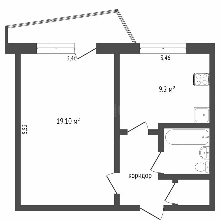 1-комнатная квартира: Омск, улица Рокоссовского, 30 (38.1 м) - Фото 1