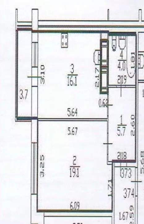 Квартира, 1 комната, 44.9 м - Фото 1
