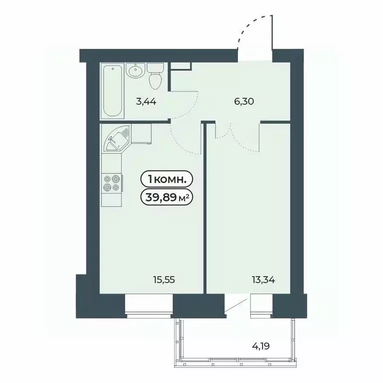 1-к кв. Красноярский край, Красноярск ул. Светлова, 25/1 (39.89 м) - Фото 1