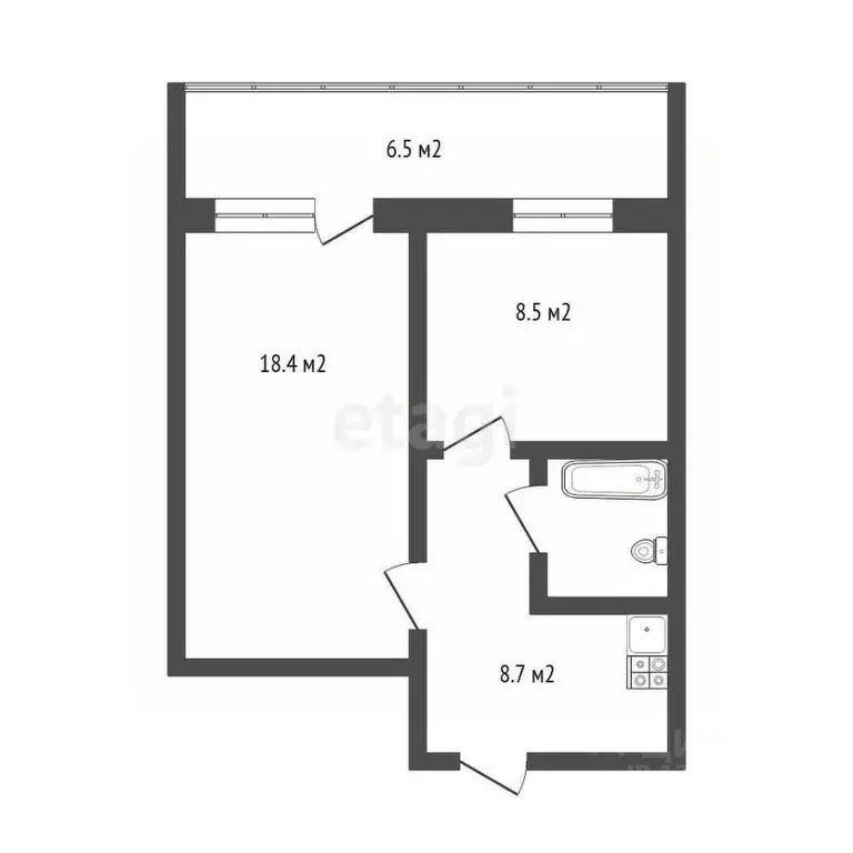 2-к кв. Томская область, Томск ул. Дизайнеров, 5 (39.1 м) - Фото 1