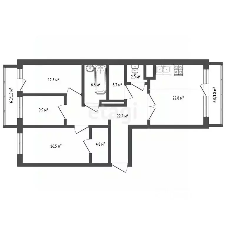 3-к кв. Самарская область, Самара проезд 4-й, 67Б (101.5 м) - Фото 2