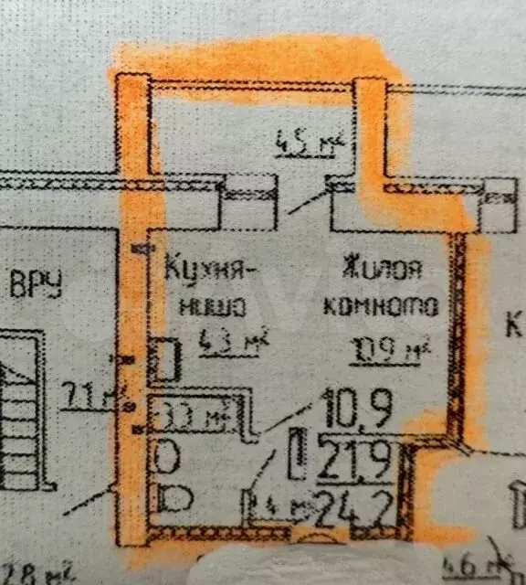 Квартира-студия, 24,2м, 2/10эт. - Фото 0