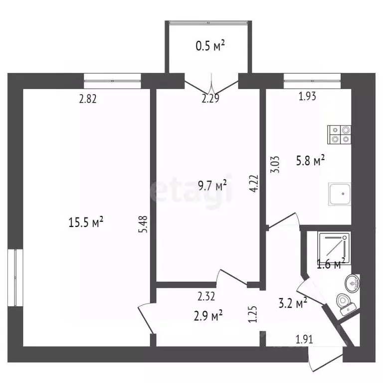 2-к кв. Крым, Феодосия ул. Ленина, 14 (38.9 м) - Фото 2