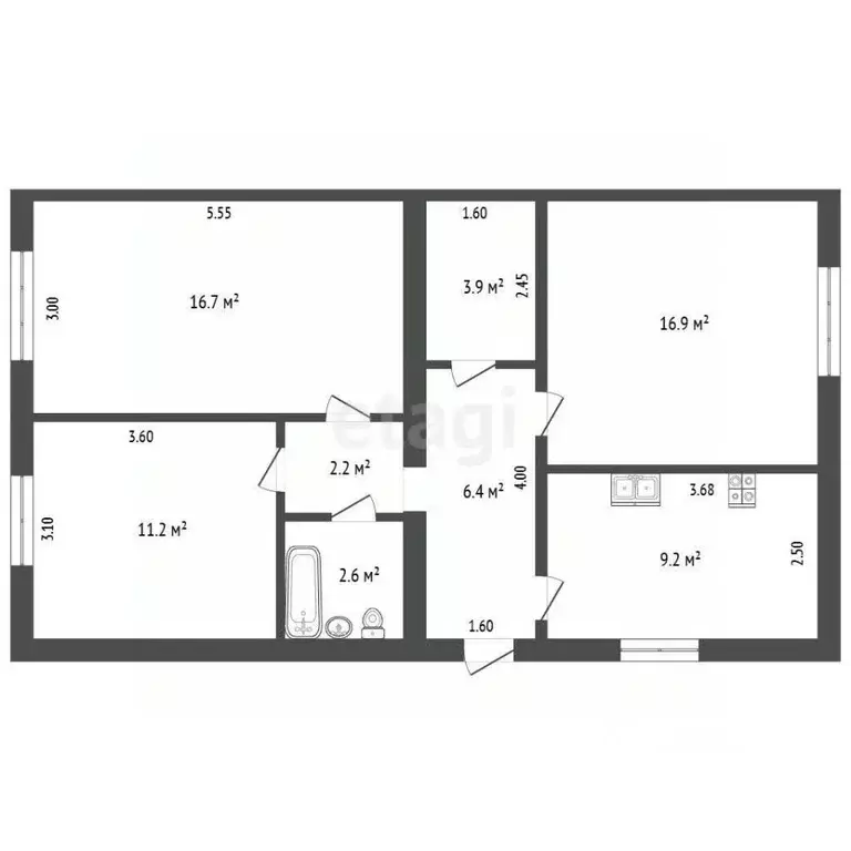 3-к кв. Крым, Советский пгт ул. 50 лет СССР, 15 (69.1 м) - Фото 2