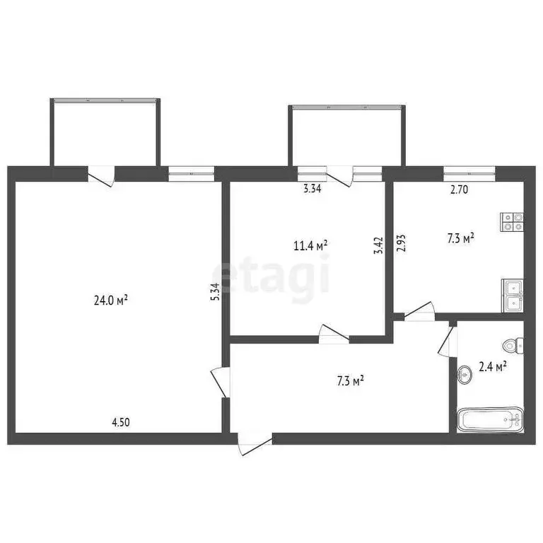 2-комнатная квартира: Севастополь, Рабочая улица, 27 (52.9 м) - Фото 0