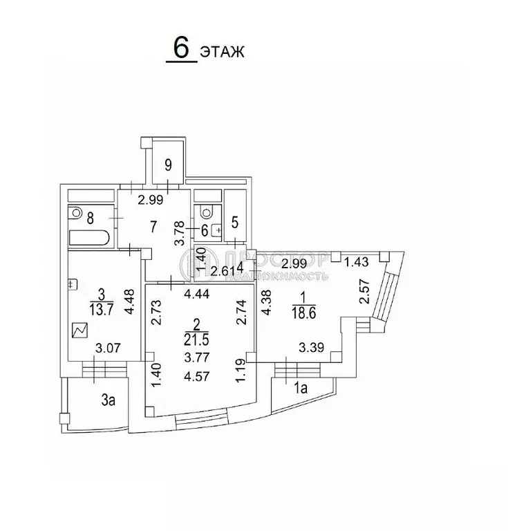 2-к кв. Москва Ленинградское ш., 52Б (75.4 м) - Фото 2