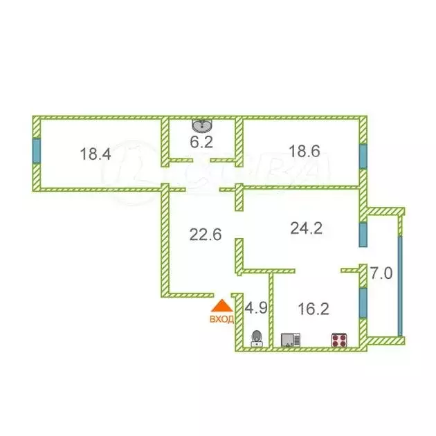 3-комнатная квартира: Тюмень, улица Демьяна Бедного, 83к1 (114 м) - Фото 1