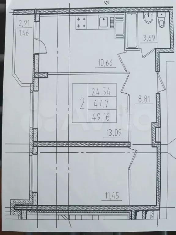 2-к. квартира, 47,7 м, 5/12 эт. - Фото 0