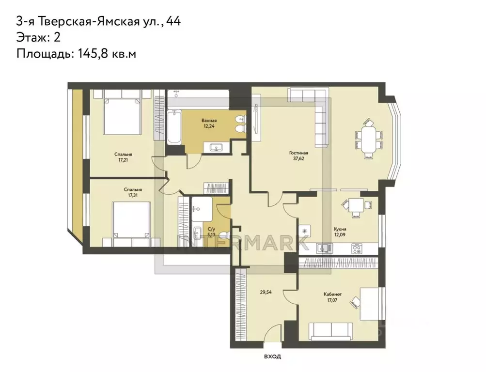 4-к кв. Москва 3-я Тверская-Ямская ул., 44 (145.8 м) - Фото 1