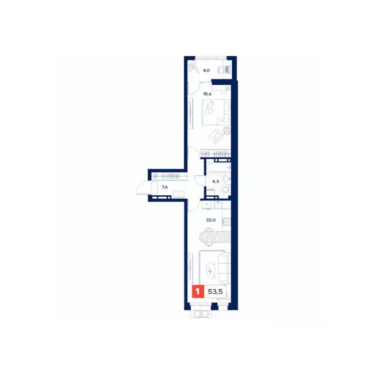 1-к кв. Тюменская область, Тюмень Дом Нойферта жилой комплекс (53.5 м) - Фото 1