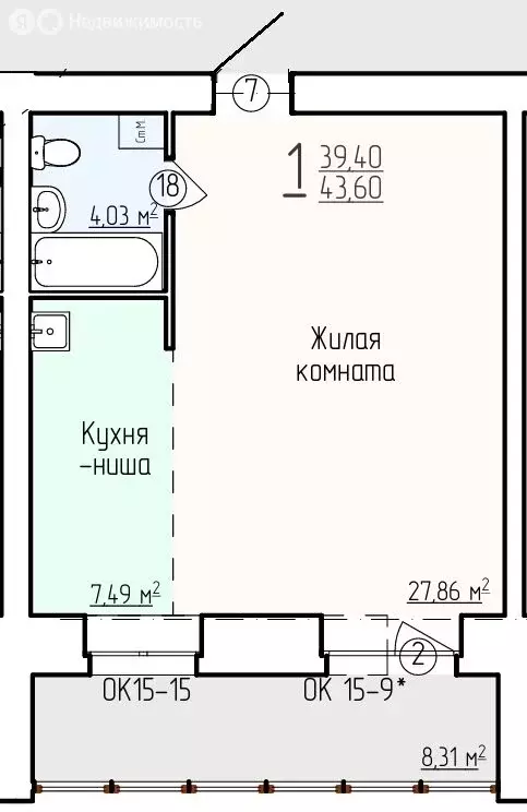 1-комнатная квартира: Благовещенск, Литейная улица, 95 (37 м) - Фото 0