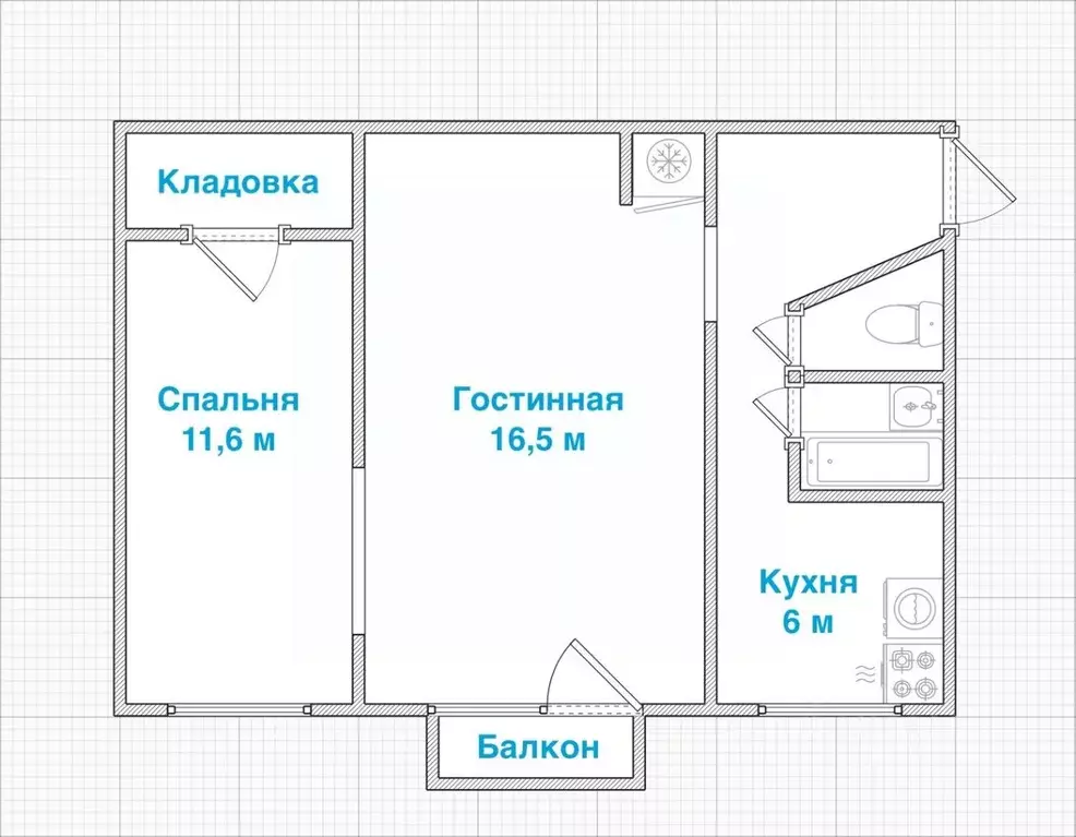 2-к кв. Санкт-Петербург Новороссийская ул., 2 (43.5 м) - Фото 2
