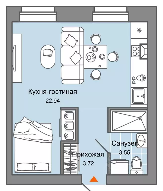 Студия Кировская область, Киров ул. Дмитрия Козулева (30.0 м) - Фото 0