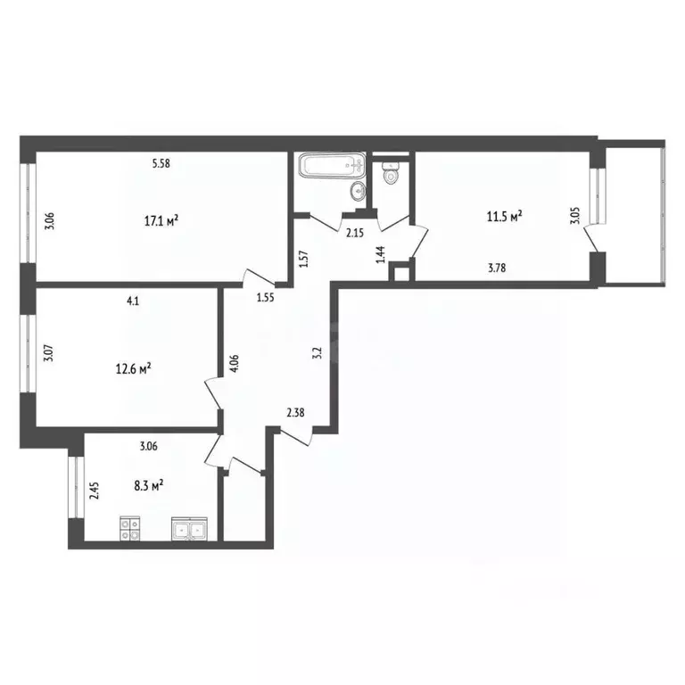 3-к кв. Чувашия, Чебоксары ул. Лебедева, 19 (64.9 м) - Фото 1