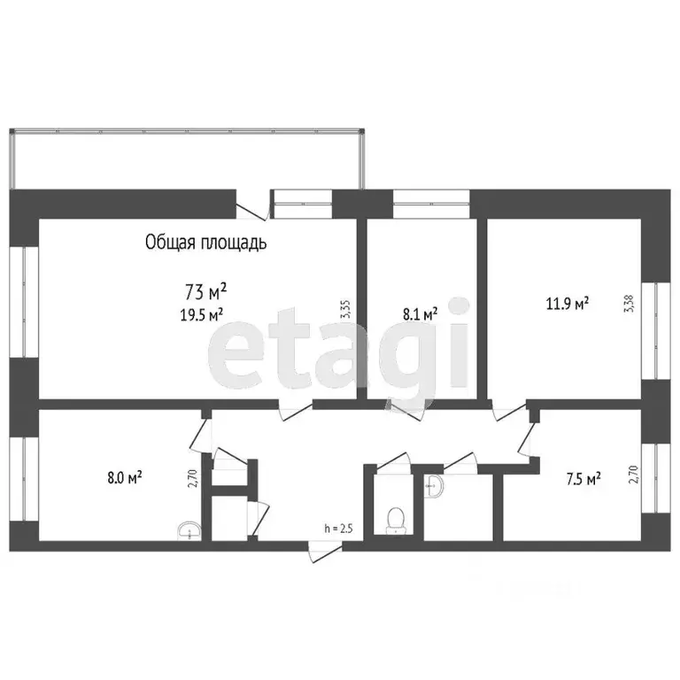4-к кв. Томская область, Томск просп. Фрунзе, 130 (71.4 м) - Фото 1
