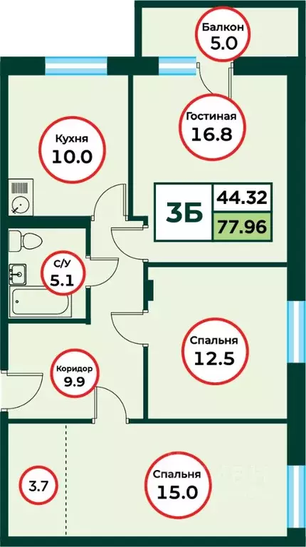 3-к кв. Красноярский край, Красноярск городской округ, пос. Солонцы ... - Фото 1