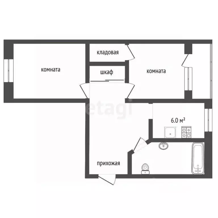 2-к кв. Ставропольский край, Георгиевск ул. Калинина (46.9 м) - Фото 0