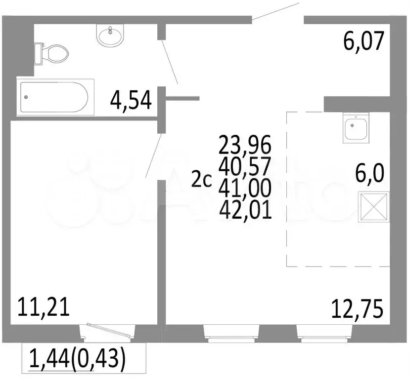 2-к. квартира, 41 м, 3/10 эт. - Фото 0
