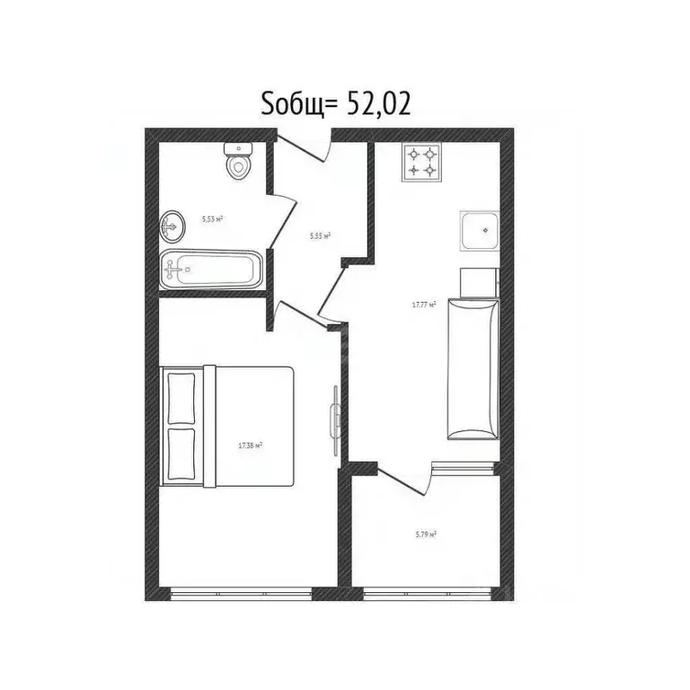 1-к кв. Брянская область, Брянский район, пос. Мичуринский, ... - Фото 2