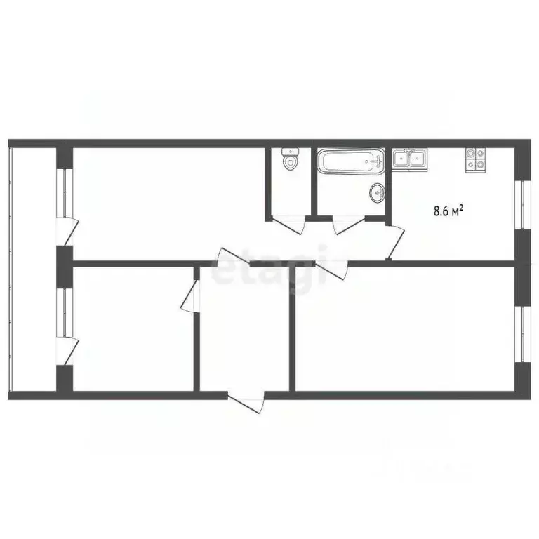 3-к кв. Псковская область, Псков Петровская ул., 29 (66.5 м) - Фото 2