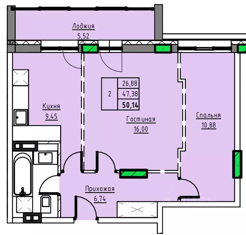 2-к кв. Алтайский край, Заринск 1-й мкр,  (50.14 м) - Фото 1