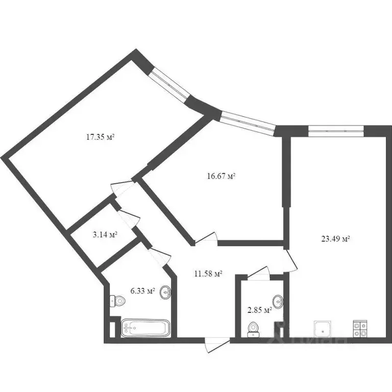 Квартира, 3 комнаты, 82 м - Фото 0