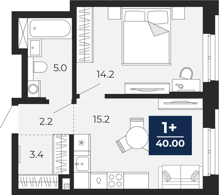 1-комнатная квартира: Тюмень, проезд Капитана Куликова, 7 (40 м) - Фото 1