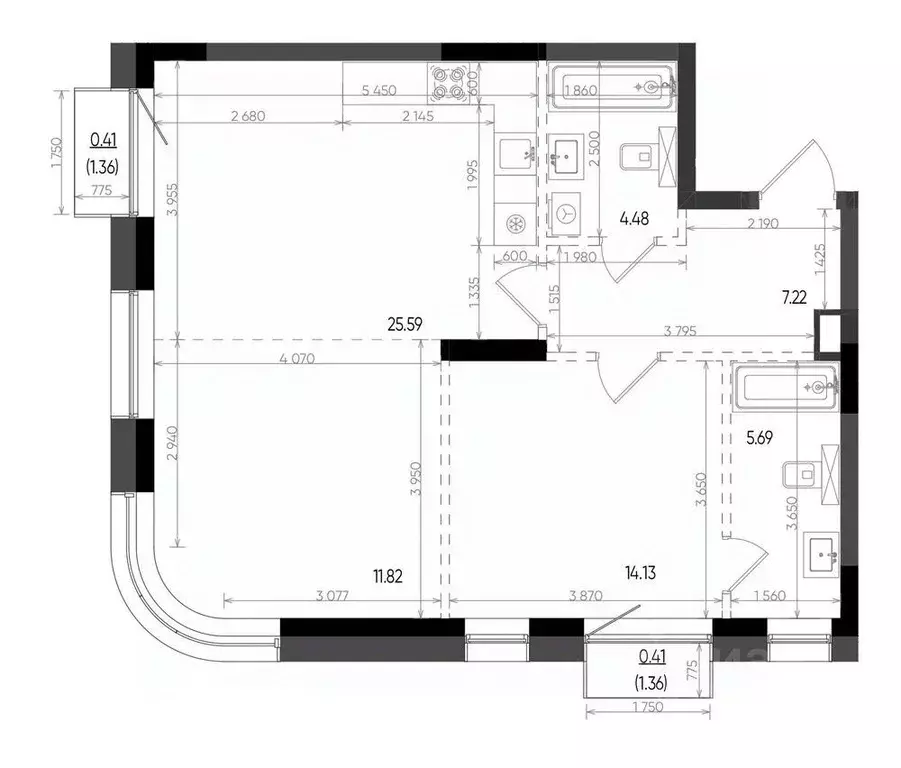 2-к кв. Татарстан, Казань Минтимер жилой комплекс (69.75 м) - Фото 1