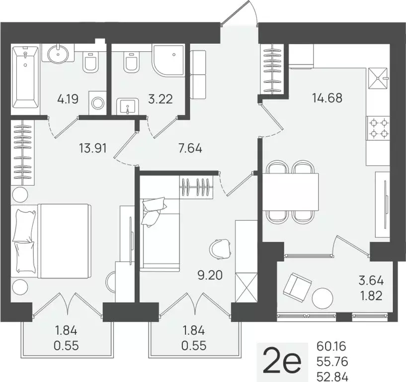 Квартира-студия: Калининградская область, Пионерский (55.76 м) - Фото 1