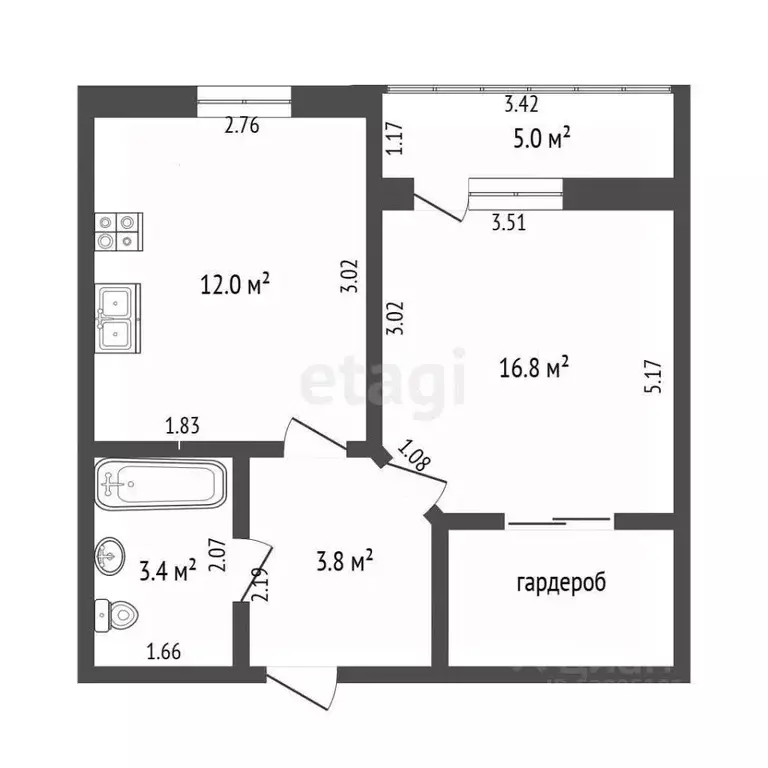 1-к кв. Ростовская область, Таганрог ул. Пархоменко, 58-2 (32.7 м) - Фото 2