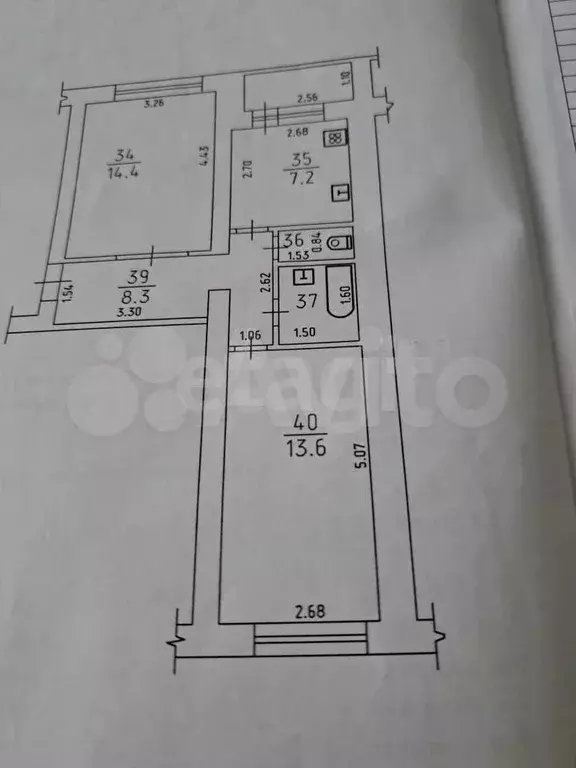 2-к. квартира, 47,2 м, 4/5 эт. - Фото 0