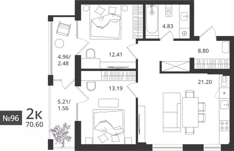 2-к кв. Калининградская область, Светлогорск Новая ул., 108-114 (70.6 ... - Фото 1