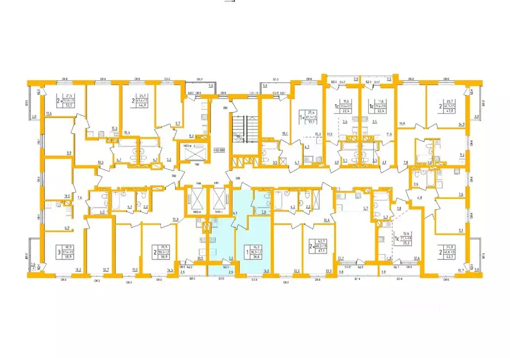 1-к кв. Башкортостан, Уфа Инорс-4Б мкр, Акварель жилой комплекс (36.5 ... - Фото 2
