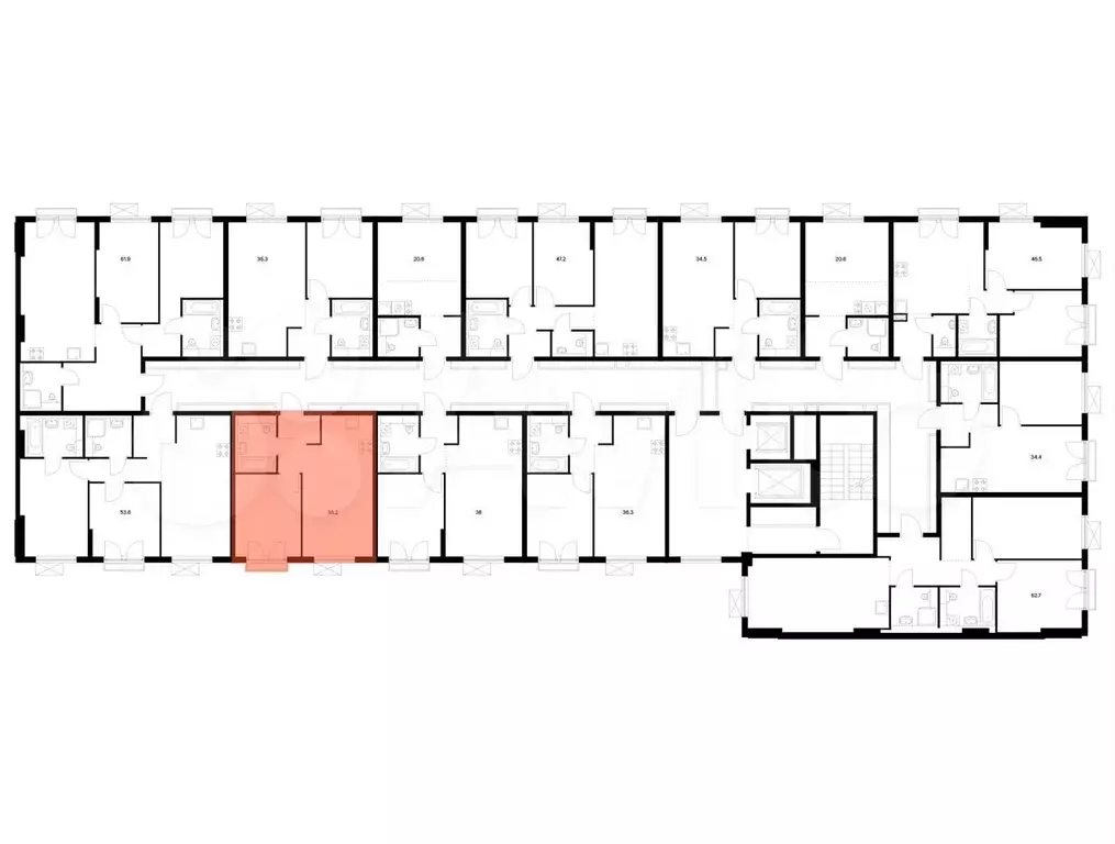 1-к. квартира, 36,2 м, 6/9 эт. - Фото 1