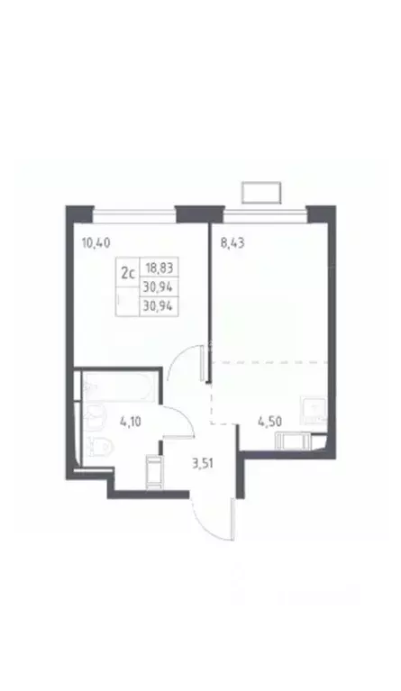 1-к кв. Москва Рязановское поселение, ул. Уточкина, 5к1 (31.0 м) - Фото 2