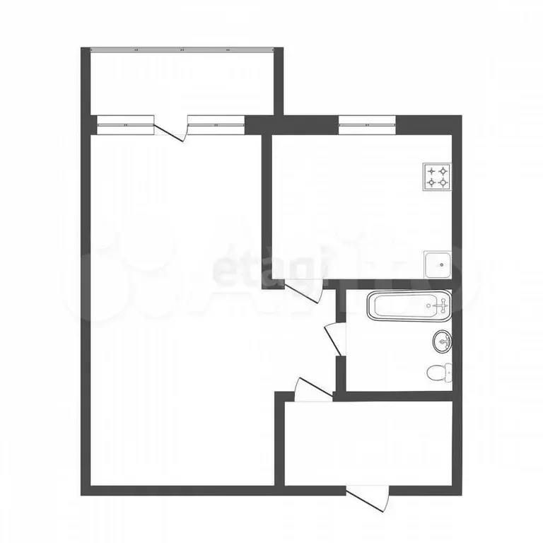 1-к. квартира, 32,7 м, 4/5 эт. - Фото 0