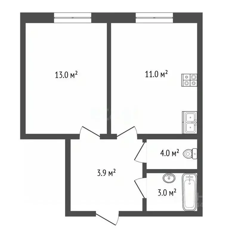 1-к кв. Тюменская область, Тюмень ул. Раушана Абдуллина, 6к1 (34.9 м) - Фото 2