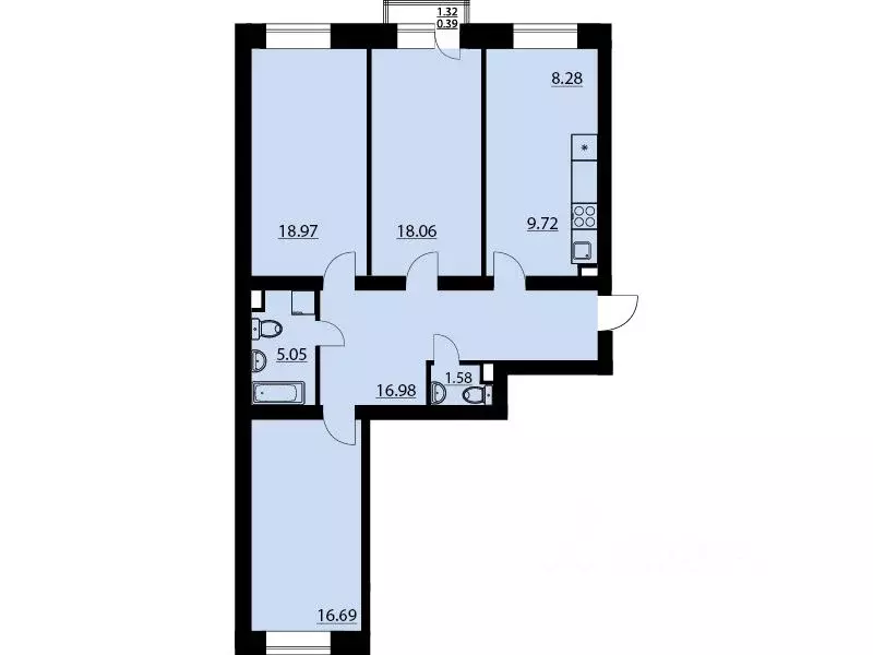 3-к кв. Воронежская область, Рамонский район, Яменское с/пос, пос. ... - Фото 1