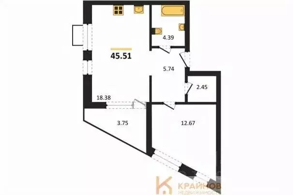 1-к кв. Воронежская область, Воронеж наб. Чуева, 7 (45.51 м) - Фото 0
