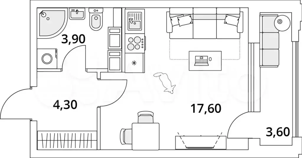 Квартира-студия, 27,6 м, 13/13 эт. - Фото 1