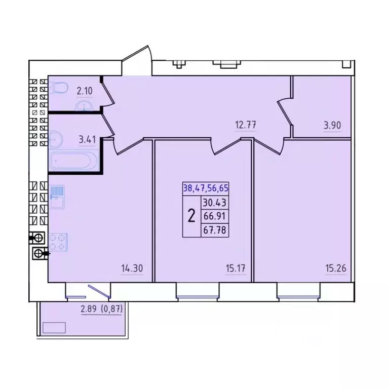 2-к кв. Костромская область, Кострома Калиновская ул., 5 (67.78 м) - Фото 0