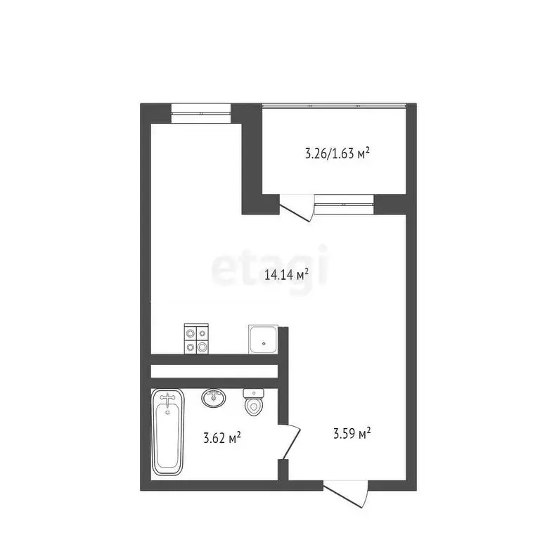 Квартира-студия: деревня Патрушева, улица Александра Пушкина, 8В (21.8 ... - Фото 1