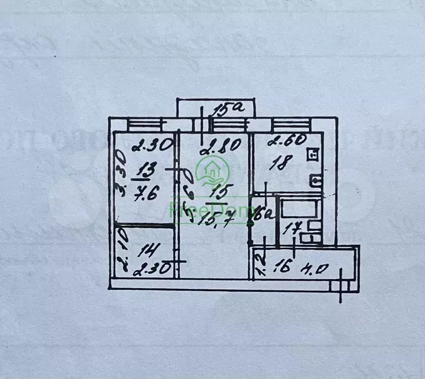 2-к. квартира, 43,8 м, 2/4 эт. - Фото 0